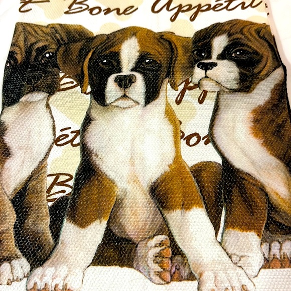 Fiddler's Elbow Kitchen Towel Boxer Puppy Bone Appetit Silk Screen - Picture 2 of 9